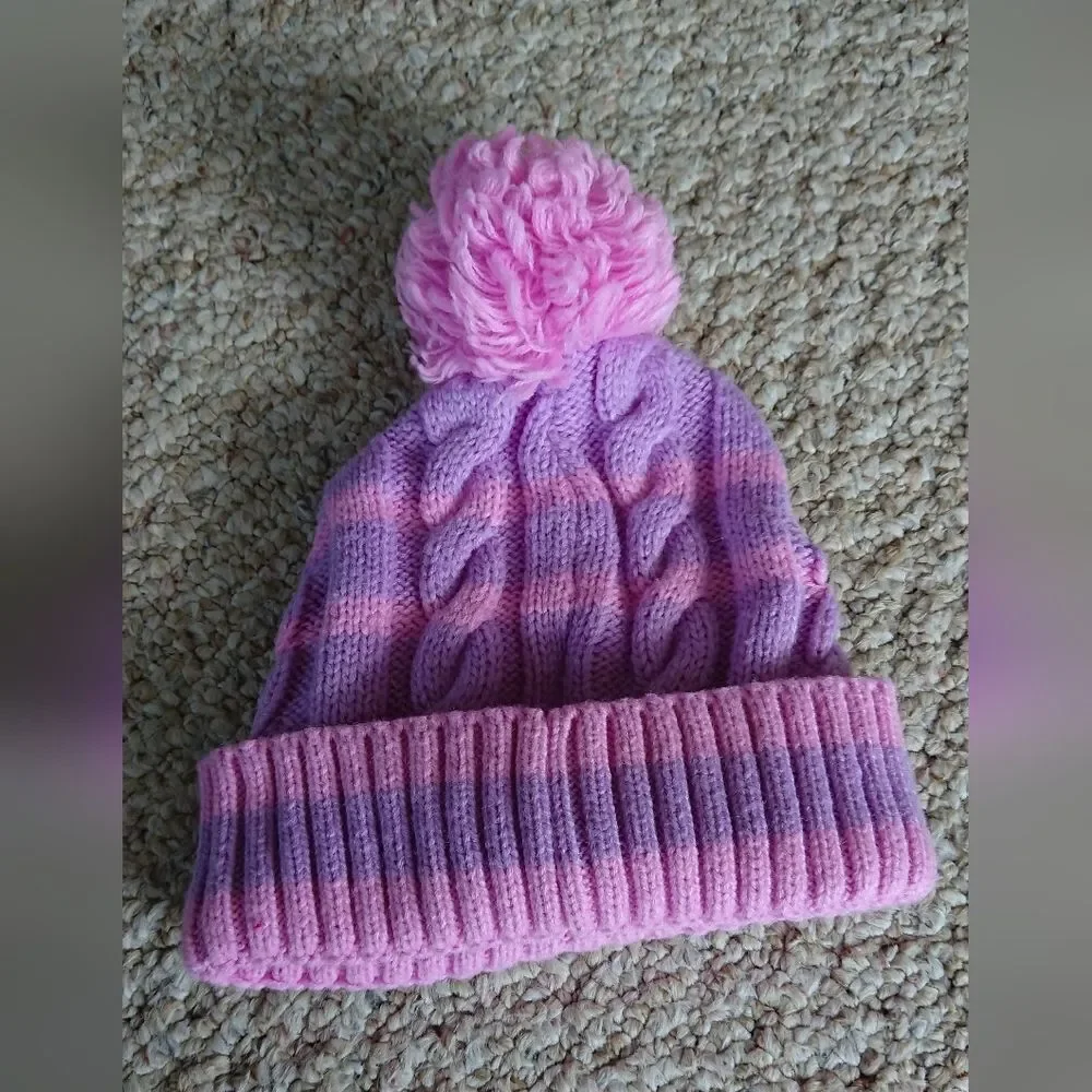 Nickelodeon Paw Patrol Toddler Knit Beanie Winter Hat in Pink & Purple Age 2-4